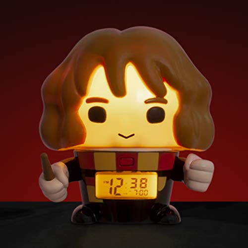 BulbBotz Harry Potter 2021913 Hermione Granger - Reloj despertador con luz nocturna para niños con sonido caracterizado | negro/marrón | plástico | 5.5 pulgadas de alto | pantalla LCD | niño niña |