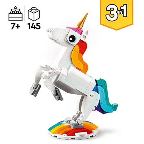 Bundle of LEGO 31140 Creator 3 en 1 Unicornio Mágico, Caballito de Mar o Pavo Real+ LEGO 31133 Creator 3en1 Conejo Blanco, Juguete de Animales para Construir con Piezas