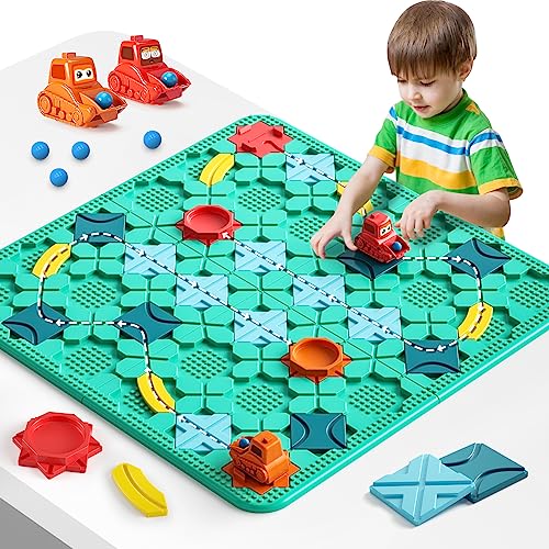 burgkidz Juegos de Mesa Stem Juguetes Logica Ninos, Gran Tamaño 56 x 56CM Gran Tablero Laberinto Lógico Rompecabezas para Multijugador y Familia, Regalos de Cumpleaños Educativos 3 4 5 6 7 años