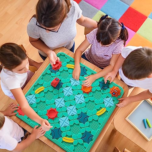 burgkidz Juegos de Mesa Stem Juguetes Logica Ninos, Gran Tamaño 56 x 56CM Gran Tablero Laberinto Lógico Rompecabezas para Multijugador y Familia, Regalos de Cumpleaños Educativos 3 4 5 6 7 años