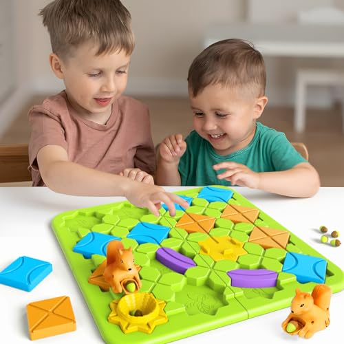 burgkidz Lógica Laberinto Puzzle Juego de Mesa 4 5 6 7 Años Niño, Road Builder Puzzles Juguetes 118 Desafíos Smart Montessori Juguetes para Niñas Niños Regalo Edad 4-8