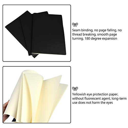 BUYGOO 3Pcs Cuaderno de bocetos cuaderno en blanco A4 Kraft sin madera Bosquejo de papel en blanco 80GSM Cartucho de boceto de papel para uso en medios mixtos (40 hojas / 80 páginas)