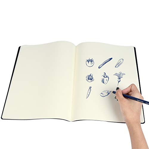 BUYGOO 3Pcs Cuaderno de bocetos cuaderno en blanco A4 Kraft sin madera Bosquejo de papel en blanco 80GSM Cartucho de boceto de papel para uso en medios mixtos (40 hojas / 80 páginas)