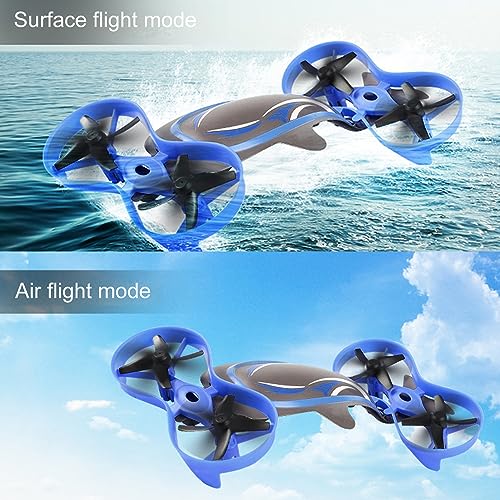 BuyWeek RC Drone, 3 En 1 Control Remoto Quadcopter Aire Agua Tierra Flip Iluminación LED Círculo Volar Velocidad Ajustable Mini Drone Para Niños Niñas Principiantes