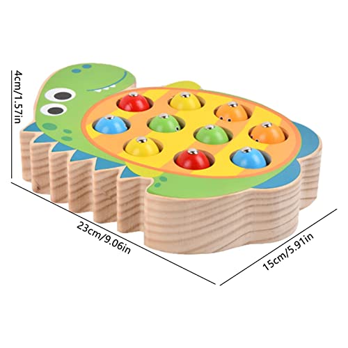 caizhe Juego de Pesca de Madera,Juguete magnético de Madera para atrapar Peces de Dinosaurio - Juegos de Mesa preescolares para Aprender a Contar, Juguetes educativos de reconocimiento de Color