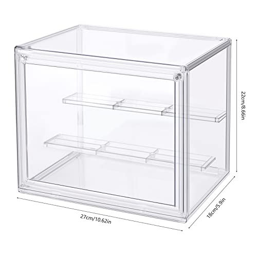 Caja de Exhibición de Transparente 27x18x22 cm Vitrinas para Colecciones Apilable y Desmontable Vitrina de Acrílico con Puerta Magnética para Coleccionables Figuras de Acción