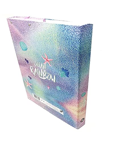 Caja de recogida estable para niños, caja de cuadernos, carpeta para mochila escolar, archivador con goma elástica y solapas interiores DIN A4 para niñas (sirena)