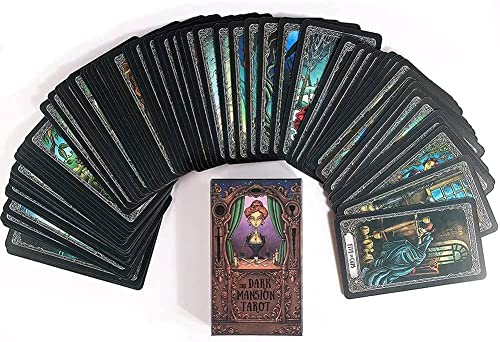 Cakunmik Tarot De Mansión Oscura 78 Cartas De La Fortuna De 78 Tarjetas, Mazo De Cartas con Conjuntos De Guías, para Principiantes, Entusiastas Y Lectores De Tarot Avanzados, 10.5 * 6 * 2.5 Cm