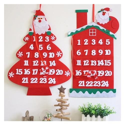 Calendario de Adviento de Navidad, Casa de muñeco de nieve de Papá Noel, calendario de Navidad, decoración de calendario, colgante de pared, colgante de elfo, bolsa de dulces, decoraciones navideñas K