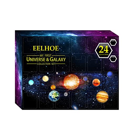 Calendario de Adviento de Navidad, universo galaxia mágica, caja de regalo sorpresa cósmica para niños y adultos, llavero de planetas de cristal pequeños para niñas, niños y adultos, ideal para regalo