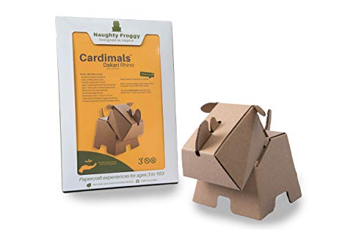 Cardimals Cartón 3D Animal modelo para niños – Dakari Rhino paquete plano ecológico tarjeta kit de manualidades para niños – Construir, decorar y jugar