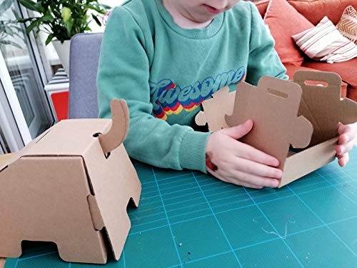 Cardimals Cartón 3D Animal modelo para niños – Dakari Rhino paquete plano ecológico tarjeta kit de manualidades para niños – Construir, decorar y jugar