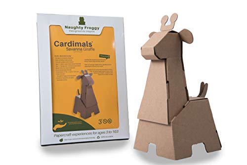 Cardimals Cartón 3D Animal modelo para niños – Savanna Giraffe paquete plano ecológico tarjeta para niños – Construir, decorar y jugar