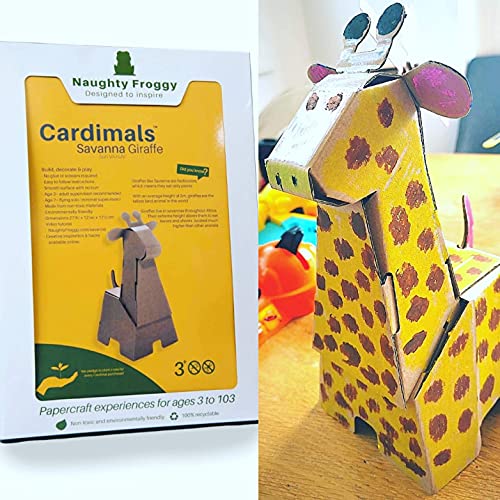 Cardimals Cartón 3D Animal modelo para niños – Savanna Giraffe paquete plano ecológico tarjeta para niños – Construir, decorar y jugar