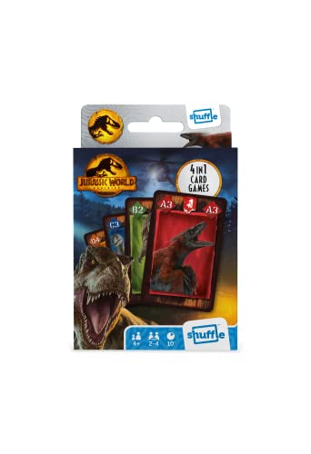 Cartamundi Jurassic World Card Game para niños - Broche 4 en 1, Pares, familias Felices y Juego de acción, guía de Juego incluida, Gran Regalo para niños a Partir de 4 años