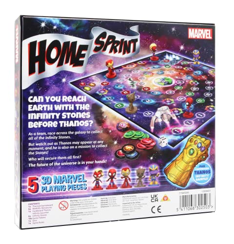 Cartamundi Marvel Home Sprint - Juego de Mesa con 5 Piezas de Juego de Marvel Incluidas, Juego Familiar, Gran Regalo para niños, a Partir de 4 años