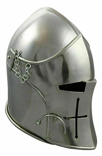 Casco medieval de Barbute Visored European Templar Cross Helmet Knights Warrior LARP Helmet Crusader Barbute Roleplay Costume