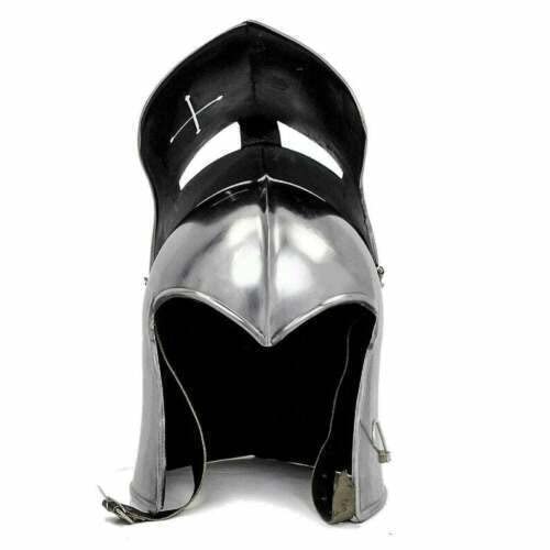 Casco medieval de Barbute Visored European Templar Cross Helmet Knights Warrior LARP Helmet Crusader Barbute Roleplay Costume