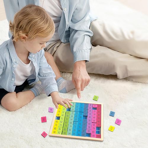 CASSONRM Tablero Montessori Cien - Rompecabezas de números de Madera Colorido - Juegos educativos para niños de 4 años, Juguetes de matemáticas, 1-100 números consecutivos