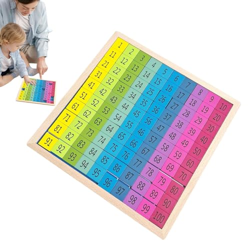 CASSONRM Tablero Montessori Cien - Rompecabezas de números de Madera Colorido - Juegos educativos para niños de 4 años, Juguetes de matemáticas, 1-100 números consecutivos