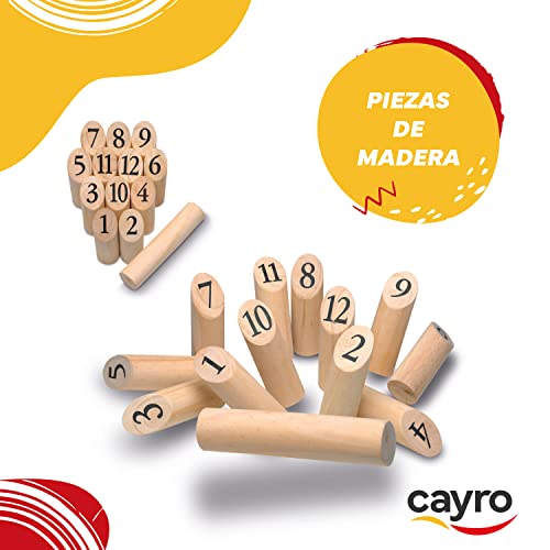 Cayro - Pole Pole - Modelo con Tamaño Grande - + 5 - Juegos de Mesa para Niños y Adultos - Bolos Finlandeses de Madera - Ideal para más de 2 Jugadores