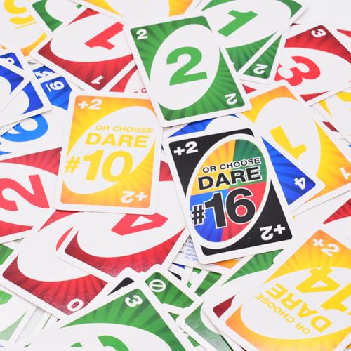 CBOSNF 2pcs Wild U-NO Card Game Baraja Multicolor Juego de Cartas U-NO Dare para niños y Adultos con imágenes y Regla de 2 a 10 Jugadores Juego de Cartas Familiar