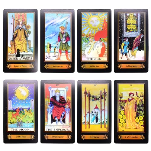 CBOSNF 78pcs Reina Cartas de Tarot con Guía para Principiantes Baraja Reina Tarot Reunión Clásica Herramienta de Adivinación para Fiesta en Amigos Versión Inglesa