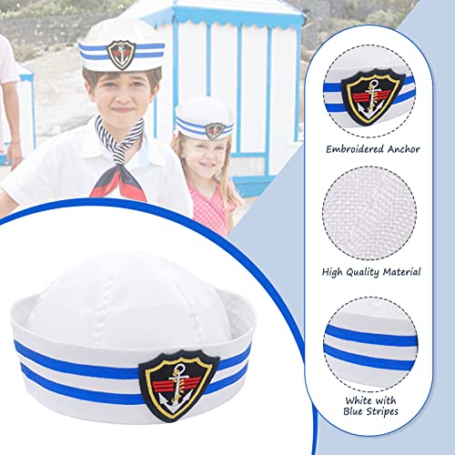 Ceboic Capitán Sombrero, Juego de Marinero Sombrero y Bufanda, Yate Barco Marinero Gorra, Accesorios de Disfraz Fiesta Cosplay para Adultos Teens Hombres Mujeres