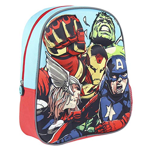 Cerdá - Mochila Infantil 3D Avengers con Detalles Metalizados, Vengadores 3D - Licencia Oficial de Marvel Studios®