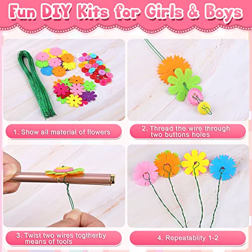 CGBOOM Kit de Manualidades Para Niños, Divertido kit de Manualidades para niñas y niños,Botones Coloridos, Flores de Fieltro, Floreros Artes, 3,4,5,6,7 años Children's day Regalo del día del niño