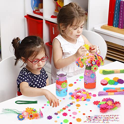 CGBOOM Kit de Manualidades Para Niños, Divertido kit de Manualidades para niñas y niños,Botones Coloridos, Flores de Fieltro, Floreros Artes, 3,4,5,6,7 años Children's day Regalo del día del niño