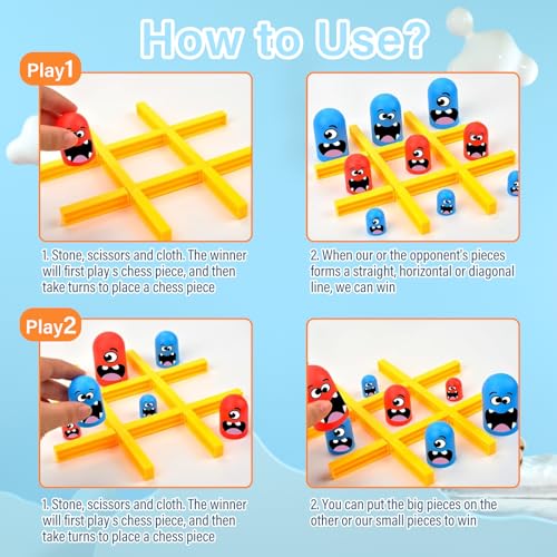 CHANCCI Tic TAC Toe Juego Set, Big Eat Small Game,2-Player Big Eat Small Juego, Azul Rojo Gobblet Gobblers Juego de Mesa Tic TAC Toe Juegos de la Familia para Jugar Juego Clásico