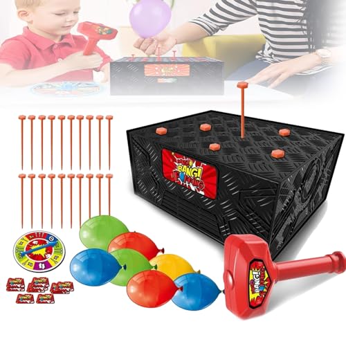 CHEFFS Wack-A Balloon Game, Blast Box Game Globo, Blast Box Juego, Juego de Explosión de Globos, Juego de Globo Bang Martillo y Clavos, Divertido Juego de Mesa Fiesta Familiar para Niños y Adultos