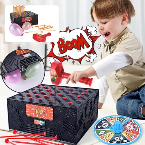 CHEFFS Wack-A Balloon Game, Blast Box Game Globo, Blast Box Juego, Juego de Explosión de Globos, Juego de Globo Bang Martillo y Clavos, Divertido Juego de Mesa Fiesta Familiar para Niños y Adultos