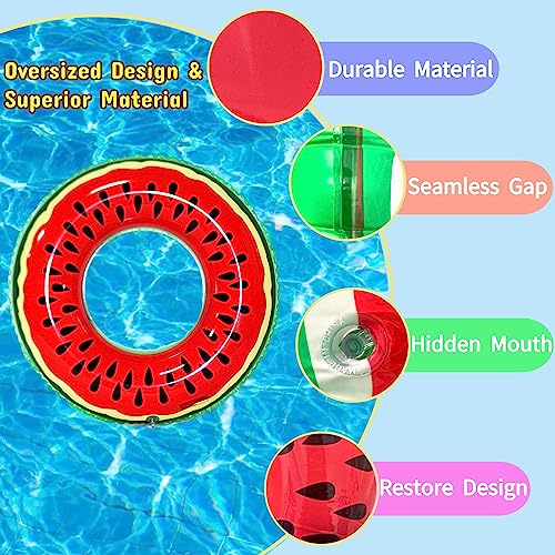 Chennyfun 6 Pcs Inflable Anillo de Natación Set para Niños y Adultos, Balones de Playa y Bombas Hinchables, con Ddibujo de Lemon y Kiwi, Divertidos Juguetes Flotantes Inflables para Piscina y Fiestas