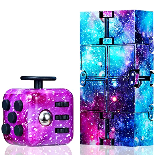 Chennyfun Juego de 2 Juguetes para Fidget, Juguetes Galaxy Fidget Cubo Infinito Cubo,Colorido Anti-ansiedad Anti-Stress AD, TDAH, Autismo Juguetes Killing Time para niños y Adultos Mayores de 3 años