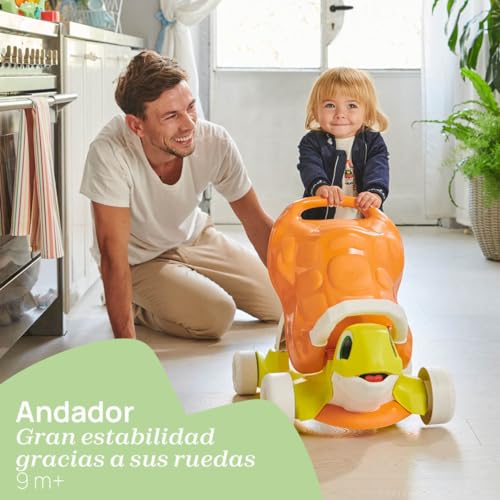 Chicco Andador Tortuga Eco+ 2en1, Andador y Correpasillos, para Aprender a Andar, Fabricado en Plástico Reciclado, Bebés Primeros Pasos, Andador y Correpasillos para Niños de 9 a 36 Meses