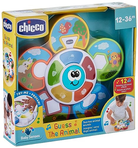 Chicco Juego de Adivinar el Animal, Juguete Educativo Interactivo con Formas, Luces y Sonidos, Colorido Puzle Electrónico, Sonidos de Animales, Desarollo de la Lógica, Bebés y Niños de 12 a 36 Meses