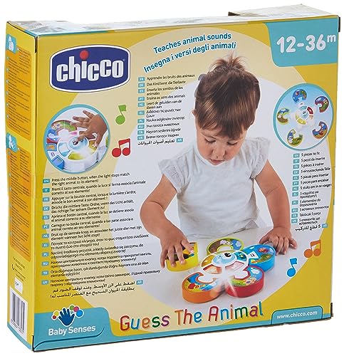 Chicco Juego de Adivinar el Animal, Juguete Educativo Interactivo con Formas, Luces y Sonidos, Colorido Puzle Electrónico, Sonidos de Animales, Desarollo de la Lógica, Bebés y Niños de 12 a 36 Meses