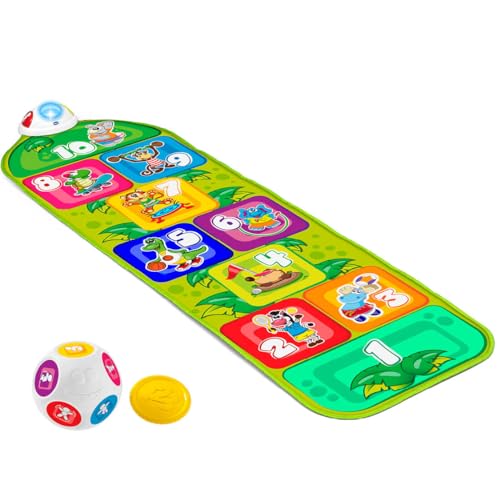 Chicco Jump & Fit, Alfombra Musical para Niños Electrónica e Interactiva con Luces y Sonido para Jugar a la Rayuela, 2 Modos de Juego, 150 cm – Juguetes para Niños de 2 a 5 años