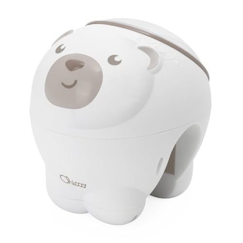 Chicco Proyector Oso Polar 2en1, para Cunas, Moisés y Camas Next2Me, Proyección Mágica Aurora Boreal, 30 Minutos de Música Clásica, Sonidos de Naturaleza, Funciones Personalizables, +0 Meses, Beige