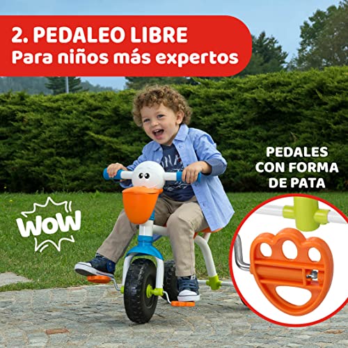 Chicco Triciclo Pelícano 2en1, Triciclo para Niños con Mango de Altura Ajustable, Cinturón y Compartimentos de Almacenaje, Juguetes para Niños de 18 Meses a 5 Años, Máx. 20 Kg, Multicolor