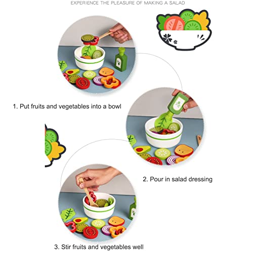 CHICIRIS Ensalada De Frutas Juguete Vegetal, Juego De Madera Accesorios De Cocina Juguete Cognición Interacción Juguete Educativo para Niños