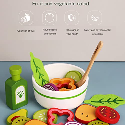 CHICIRIS Ensalada De Frutas Juguete Vegetal, Juego De Madera Accesorios De Cocina Juguete Cognición Interacción Juguete Educativo para Niños