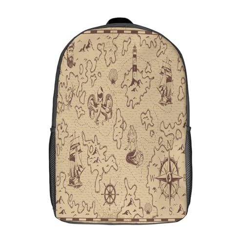 CHIPEL Mochila con mapa del tesoro para niños, mochila escolar con estampado 3D de dibujos animados, mochilas escolares para niños y adolescentes