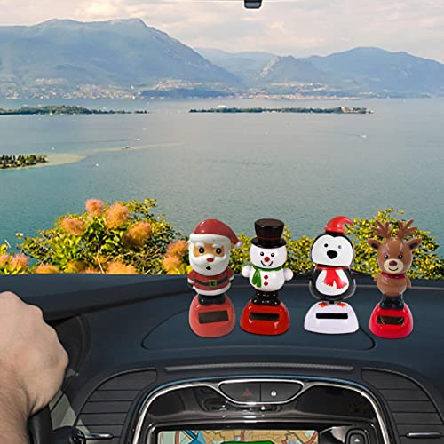 Christmas Solar Dancing Toys - 1/4pcs Christmas Solar Powered Dancing Toys, Solar Powered Dancing Toys Christmas Santa Claus, Elk Santa Snowman Penguin Swing Figurines Car Windowsill for Home Decor