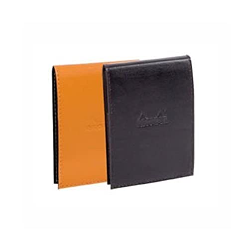 Clairefontaine ES RHODIA 118118C - Étui Porte-Bloc+ Bloc-Notes Agrafé N°11 Orange - A7 - Petits Carreaux - 80 Feuilles Détachables - Papier Clairefontaine Blanc 80 g/m² - Porte-Crayon - Simili Cuir