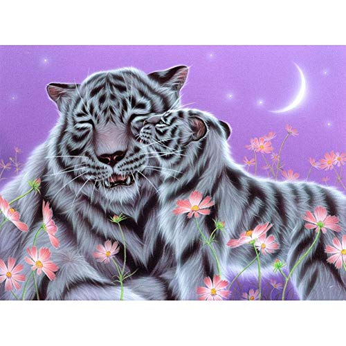 Classic Adult Puzzle 1500 Piezas Tigre Blanco Y Animal Cachorro Hecho De Tablero De Madera No Se Deformará