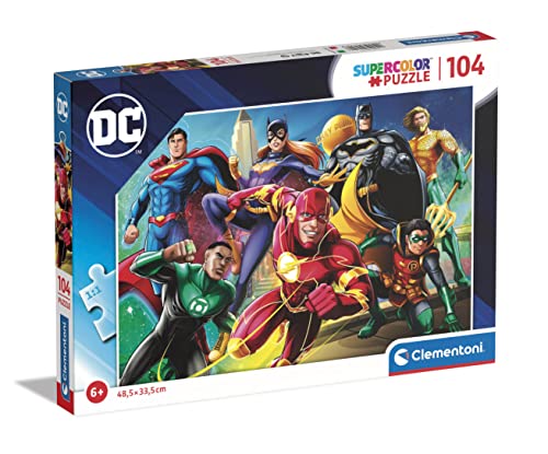 Clementoni 104pzs Does Not Apply 104 Piezas DC Comics, Puzzle Infantil Personajes superhéroes, a Partir de 5 años (25721), Multicolor, M