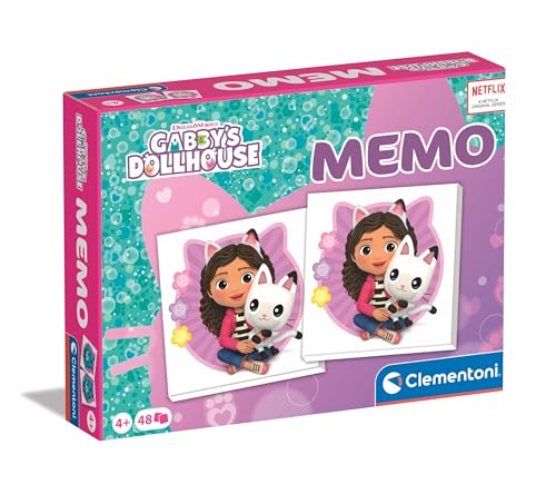 Clementoni 18293 Gabby'S Dollhouse - Juego de Cartas para niños, Juego Educativo de 4 años, Juego de Pares y Memoria, 48 Tarjetas, Fabricado en Italia